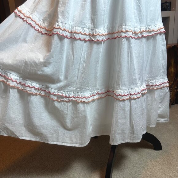 J.Crew Womens White Dress Sleeveless Maxi Dress Ruffle Trim Smocked Back Sz10 - Picture 9 of 13